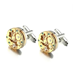 Men’s Mechanical Steampunk Gear Brass Cufflinks for Women Wedding Engagement Party Copper Stainless Steel Fashion Jewelry