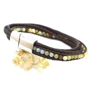 Men’s Multilayer Beaded Leather and Stainless Steel Bracelet Casual Woven Bangle B009808K2 Popular Classic