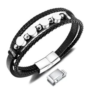 Men’s Retro Fashion Woven Leather Bracelet Classic Style Hip Hop Inspired Charm Bracelets for Wedding Parties Gift Idea