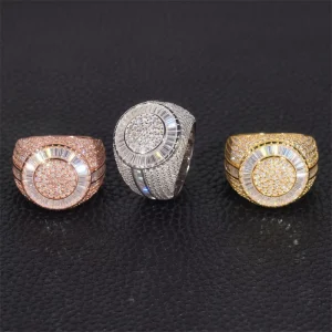 Men’s S925 Sterling Silver Moissanite Band Ring Trendy Hip Hop Ring for Europe & USA Factory