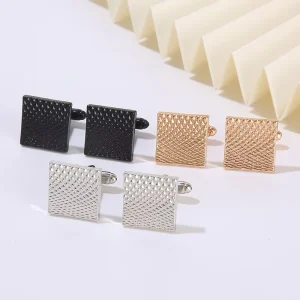 Men’s Shirt Cufflinks Classic Geometric Black Carved Square Metal Sleeve Nails Fashion Cuff Buttons for Party Wedding Jewelry