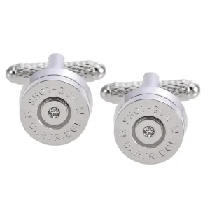 Men’s Silver Bullet Case Novelty Cufflinks Custom Suit Shirt Fashion Accessory Wedding Tuxedo Jewelry Gift