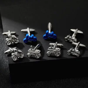 Men’s Simple Stainless Steel Motorcycle Shaped Alloy Cufflinks Business Accessory for Suits
