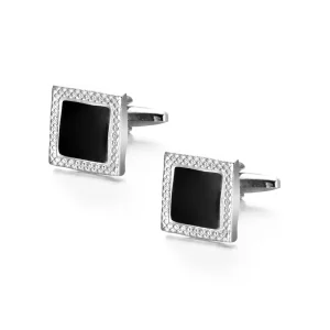 Men’s Square Cufflinks Silver Metal Accessory for Wedding or Gift