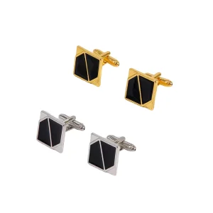 Men’s Square Gold Silver French Paint Cufflinks Fashion Accessories for Business Suits for Engagement Wedding Party or Gift