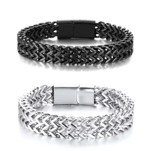 Men’s Style Classic Double Layer Stainless Steel Magnet Bracelet Fashion Trend for Jewelry Accessories and Parties