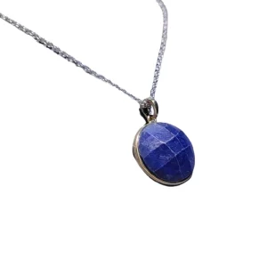 Men’s Style Necklace Natural Lapis Lazuli Gemstone Pendant New Design 925 Silver Chain Stylish Wedding Engagement Party