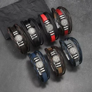 Men’s Unisex Punk Style Braided Compass Bracelet All Match Bangles Model