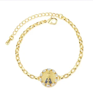 Men’s Women Religious Bracelet Jewelry 18K Gold Plated Zircon Bracelet Virgin Mary Religious Jewelry