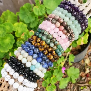 Men’s Women’s Adjustable Stretch Ball Shape Bracelet Customizable Crystal Natural Gemstone Bead Trendy Fashion Healing Crystal