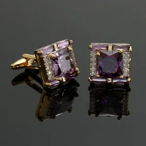 Men’s Zircon Crystal Cufflinks Fashionable French Style Shirt and Suit Sleeve Button