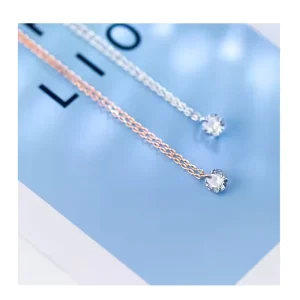 Mermaid Crystal Zirconia Pendant Short Clavicle Chain Sterling 925 Silver Necklace