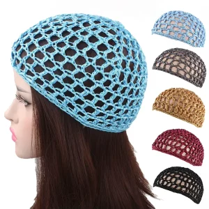 Mesh Crochet Sleep Cap Sleeping Hair Net Hat Bun Cover Women Ornament Snood Hat Polyester Hair Net Hair Accessories