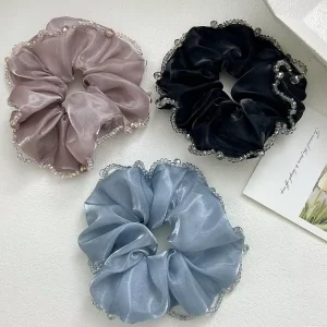 Mesh Mint Green Large Intestine Hair Ring Korean Style High Elasticity Hair Rope Accessories Elegant Rubber Band Women