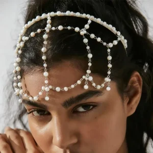Mesh Pearl Hair Hoop Bridal Headwear Wedding Accessories Women’s Hair Accessories