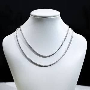 Messi Jewelry MSN 837 925 Silver Fashion Tennis Necklace Round Cut Lab Grown Diamond Necklace