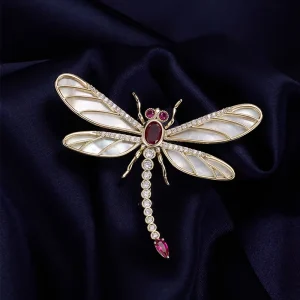 Metal Animal Design Style Jewelry Brooch Zircon Dragonfly Brooch for Women