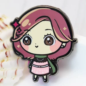 Metal Badge Custom Cartoon Anime Girl Pin Gold Plated Hard Enamel Pin with Screen Printing