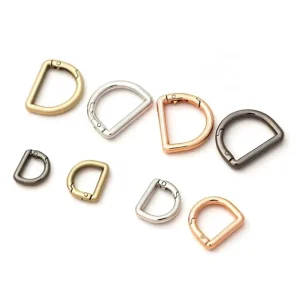 Metal Bag Accessory D shaped Spring Hook Keychain Semicircle Open Spring Buckles Adjustable Shoulder Strap Ring