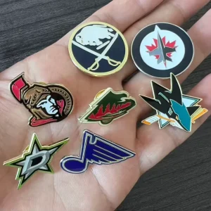 Metal Brooch Pin US Ice Hockey Team Polished Iron Collar Badge Pin Printing Sports Souvenir Pins for Caps