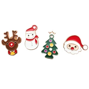 Metal Cartoon Metal Lapel Pins Cute Clothes Accessories Festival Brooch Custom Soft Enamel Pin Christmas