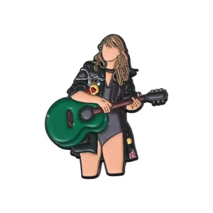 Metal Cartoon Music Brooch Creative Guitar Album Metal Pin Fairy Theme for Christmas National Day Halloween Graduation