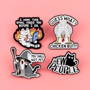 Metal Cartoon Pins Animal Quote Cat Enamel Pins Badges Alloy Lapel Brooch Accessories for Clothes & Backpacks in Stock