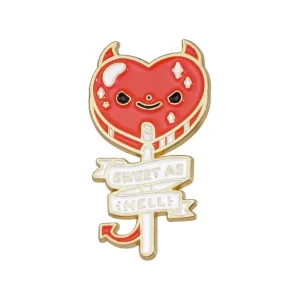 Metal Cartoon Pins Creative Devil Heart Lollipop Enamel Pins Funny Candy Badges Decorative Accessories for Clothes Bag
