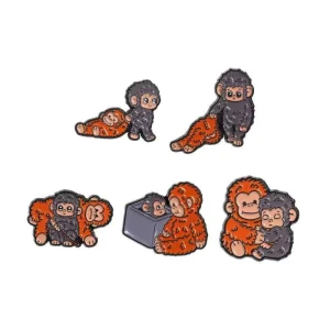 Metal Cartoon Pins Creative Stylish Cartoon Monkey Brooches Pins Cute Animal Metal Pins Badges Souvenir Gifts