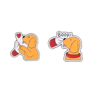 Metal Cartoon Pins Creative Unique Cartoon Dog shaped Brooches Cute Golden Retriever Pet Metal Accessories Pins
