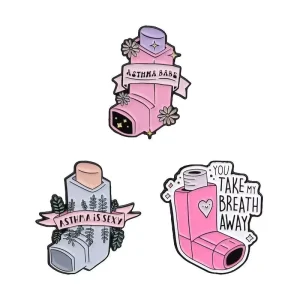 Metal Cartoon Pins Creative Unique Pink Respirator Shaped Cartoon Brooch Pins Cute Minimalist Metal Badge in Stock