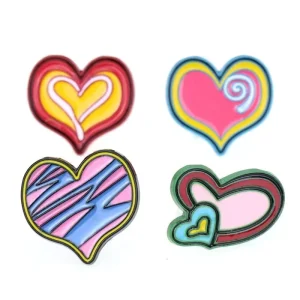 Metal Cartoon Pins Cute Cartoon Heart shaped Lapel Pins Kawayi Love Metal Enamel Pin Brooches for Gifts