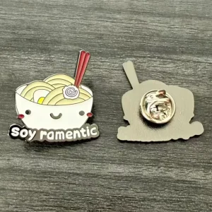 Metal Cartoon Pins Soy Ramentic Enamel Pins Cute Noodle Sushi Roll Fried Egg Brooch Badges Accessories Souvenir Gifts