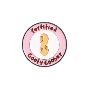 Metal Cartoon Pins Trendy Pink Geometric Peanut Brooch Metal Pins Souvenir Gifts Round Pink Enamel Pins Promotion