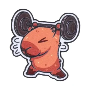Metal Cartoon Pins UV Printing Cartoon Weightlifting Capybara Brooches Fitness Animal Metal Pins Souvenir Gifts