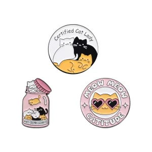 Metal Certified Cat Lady Brooches Lapel Badges Cartoon Cute Cat Metal Pins Custom Animal Soft Enamel Pin Bronze Plated