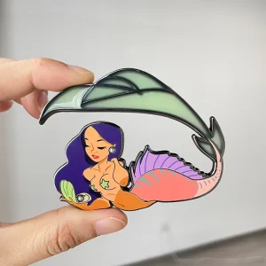 Metal Craft Factory Custom High Pearl Mermaid Princess Clear Paint Hard Enamel Zinc Alloy Gold Plated Anime Lapel Pins Japan