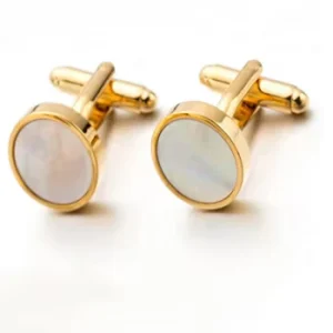 Metal Craft Men Silver Mother Of Pearl Cufflinks