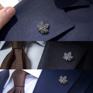 Metal Craft Vintage Maple Leaf Lapel Pin Luxury Brooch Metal Clothing Label Brooch for Men’s Formal Blazers & Tuxedos