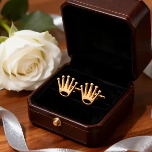 Metal Cufflink Custom Made Promotional Gifts Gilded Royal Crown Cufflinks for Men Shirts