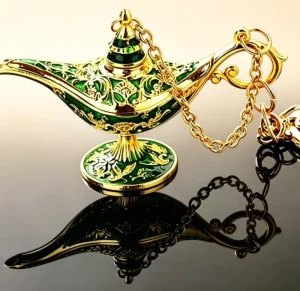 Metal Glitter Magic Lamp Keychain Genie Lamp Key Chain Bag Charm Pendant Keyring Souvenir Gift Women Men