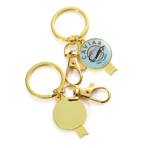 Metal Key Ring Epoxy Resin Embossing Metal 3D Keychains Caviar Gold Plated Zinc Alloy Luxury Keychain