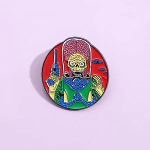 Metal Science Fiction Punk Gothic Jewelry Alien Enamel Pin Mars Attacks Scary Brain Martians Cartoon Brooches Lapel