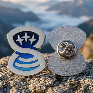 Metal Zinc Alloy Enamel Pin Custom Silver Plated 3D Polished Abstract S Shaped Lapel Pins Custom Logo for Brand Promotions