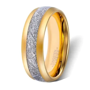 Mexican Fashion Costume Jewelry Gold Finger Ring with Meteorite Inlay