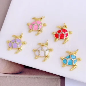 Micro Pave Cubic Zircon Pendant Turtle Enamel Necklace Jewelry Accessory