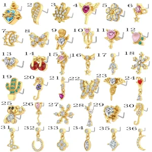 Micro Paved Real Gold Plated 5A Zircon Copper Women’s Nose Studs Fashion Jewelry