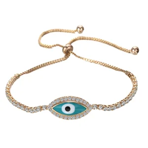 Micro set Zirconia Turkish Eye Bracelet Copper Electroplated Light Gold Demon Eye Bracelet