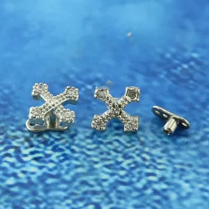 Microdermal Body Piercing Jewelry With Alphabet Letter X Zircon