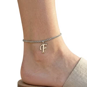 Mili Fashion New Style 26 Letter Pendant Anklet Minimalist Niche Design Stainless Steel European American Instagram Style